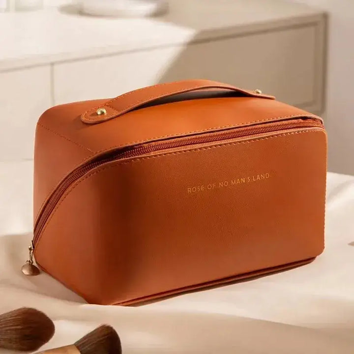 Sac de Voyage Cosmétiques - Grande Capacité Compacte et Pratique - Brun