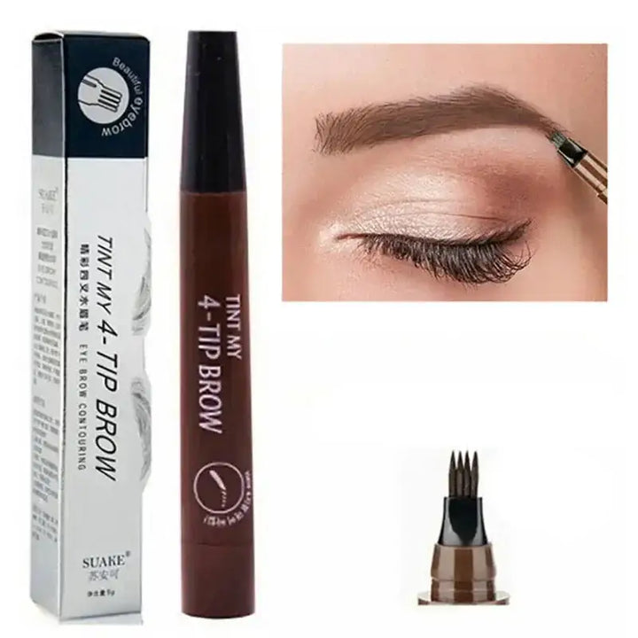 Stylo à Sourcils 4D – Effet Microblading Waterproof & Longue Tenue - Brun Foncé - Stylo sourcils liquide – Effet