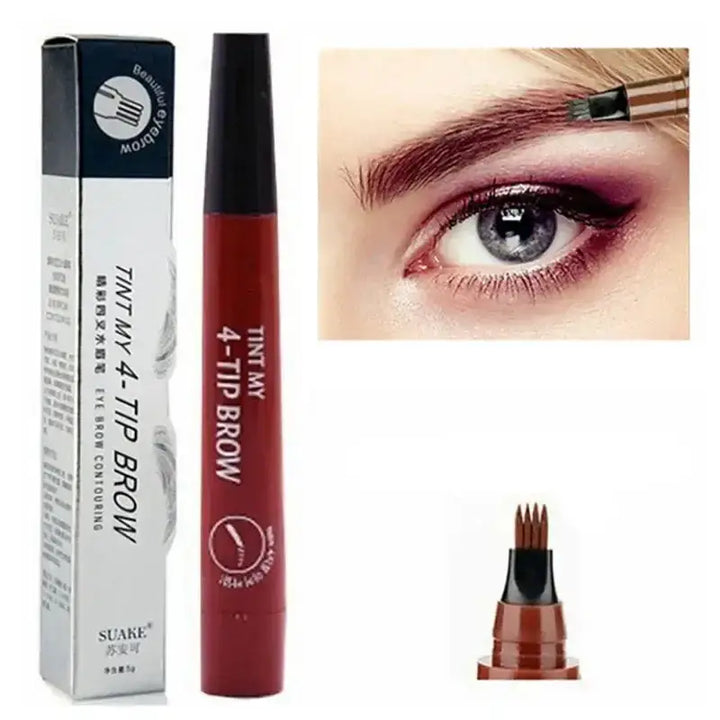 Stylo à Sourcils 4D – Effet Microblading Waterproof & Longue Tenue - Brun Roussâtre - Stylo sourcils liquide – Effet