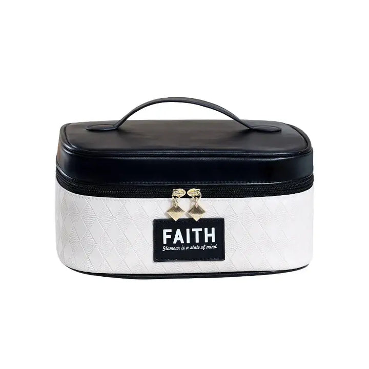 Trousse de Maquillage Carrée - Grande Capacité Portable avec Fermeture Éclair - Noir