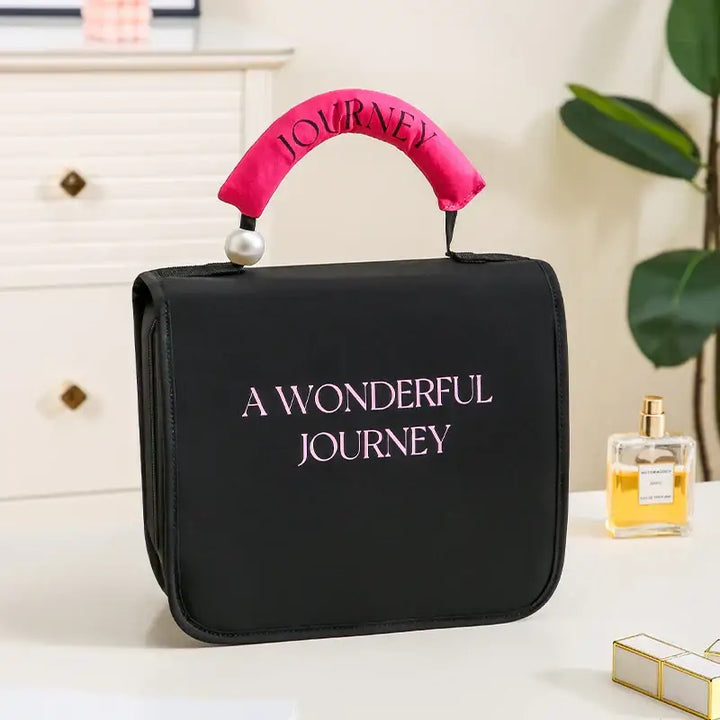 Trousse de Maquillage en Cuir - Étanche & Idéale pour le Voyage - Noir