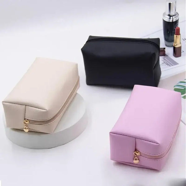 Trousse de Maquillage en Cuir PU - Rangement Compact et Élégant pour Voyage