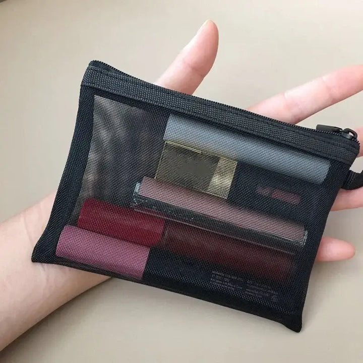 Trousse de Maquillage en Maille - Pochette Rangement Multifonction Compacte - S