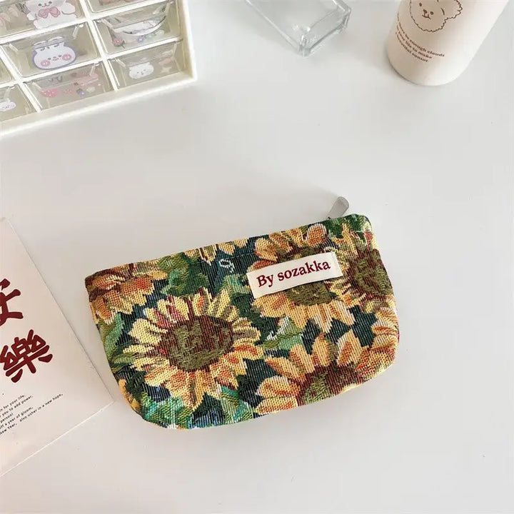 Trousse de Maquillage en Toile - Motif Floral Compacte & Pratique pour Voyage - 7