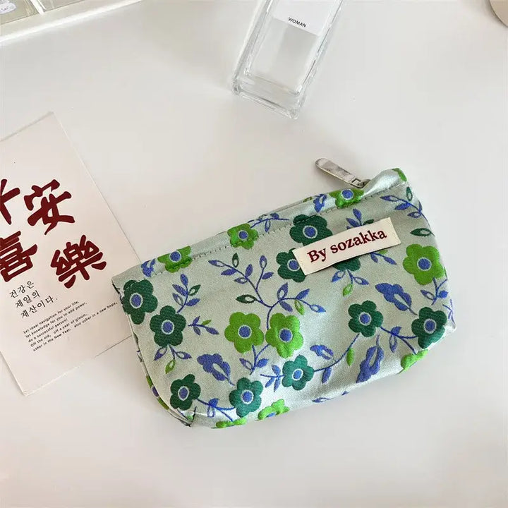 Trousse de Maquillage en Toile - Motif Floral Compacte & Pratique pour Voyage - 4