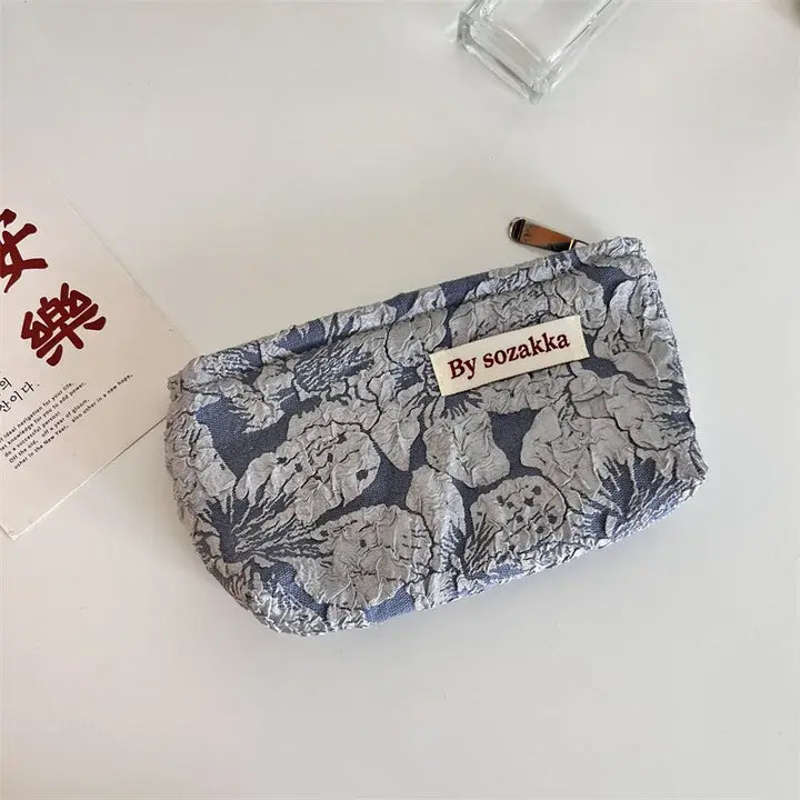 Trousse de Maquillage en Toile - Motif Floral Compacte & Pratique pour Voyage - 16