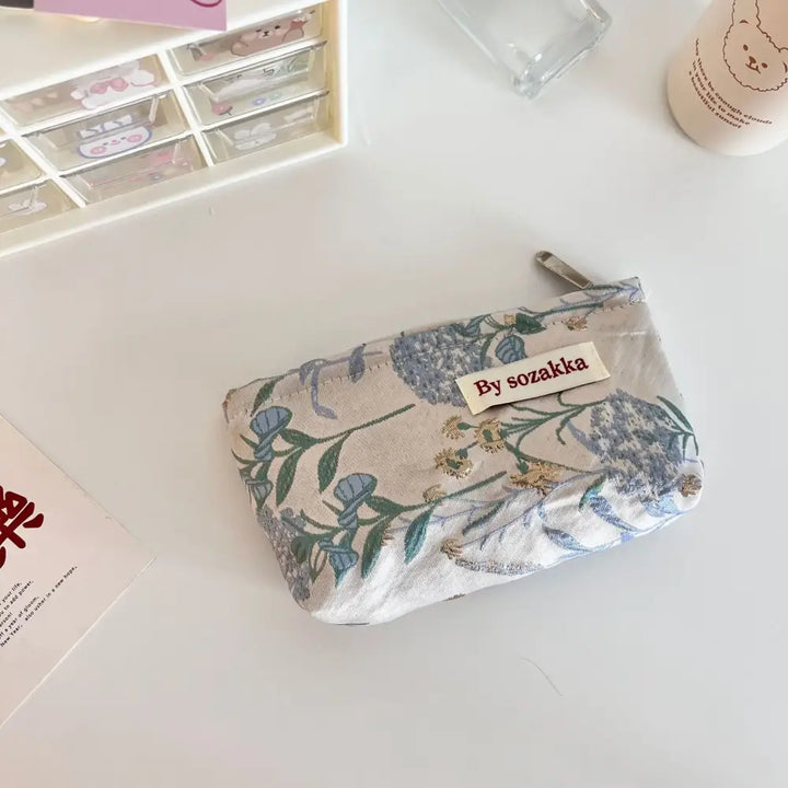 Trousse de Maquillage en Toile - Motif Floral Compacte & Pratique pour Voyage - 19