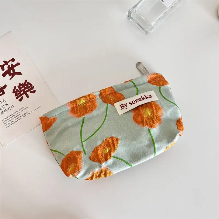 Trousse de Maquillage en Toile - Motif Floral Compacte & Pratique pour Voyage - 15