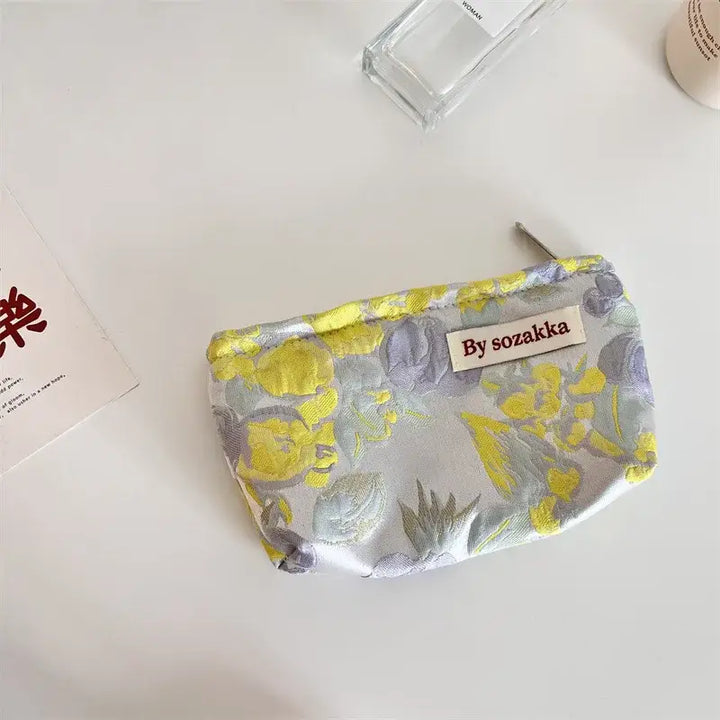 Trousse de Maquillage en Toile - Motif Floral Compacte & Pratique pour Voyage - 13