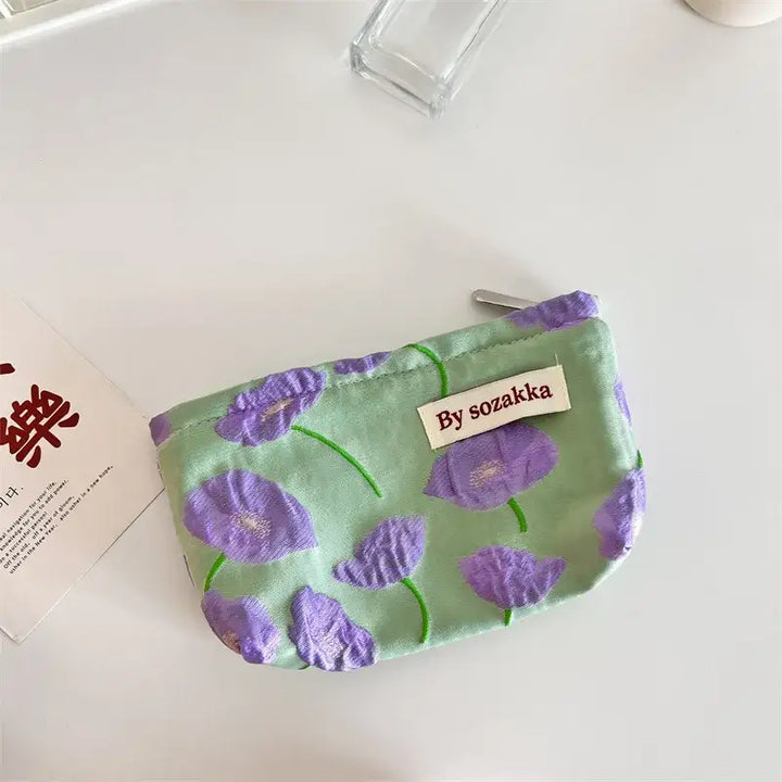Trousse de Maquillage en Toile - Motif Floral Compacte & Pratique pour Voyage - 14