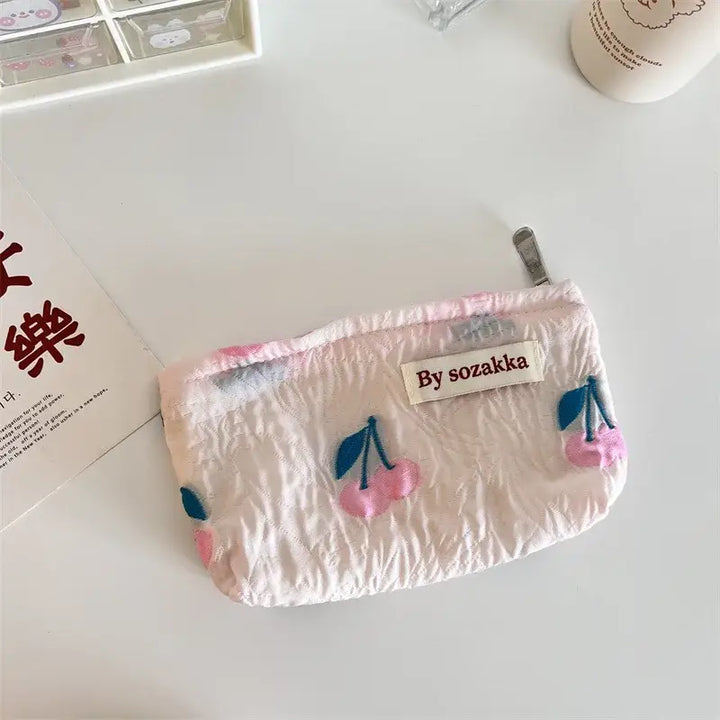 Trousse de Maquillage en Toile - Motif Floral Compacte & Pratique pour Voyage - 8