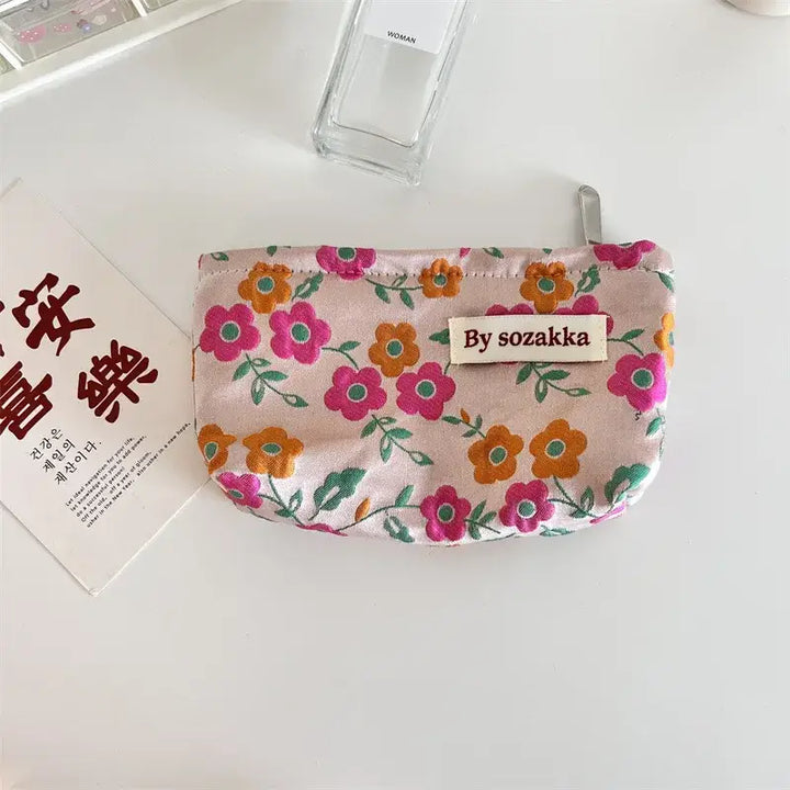 Trousse de Maquillage en Toile - Motif Floral Compacte & Pratique pour Voyage - 3