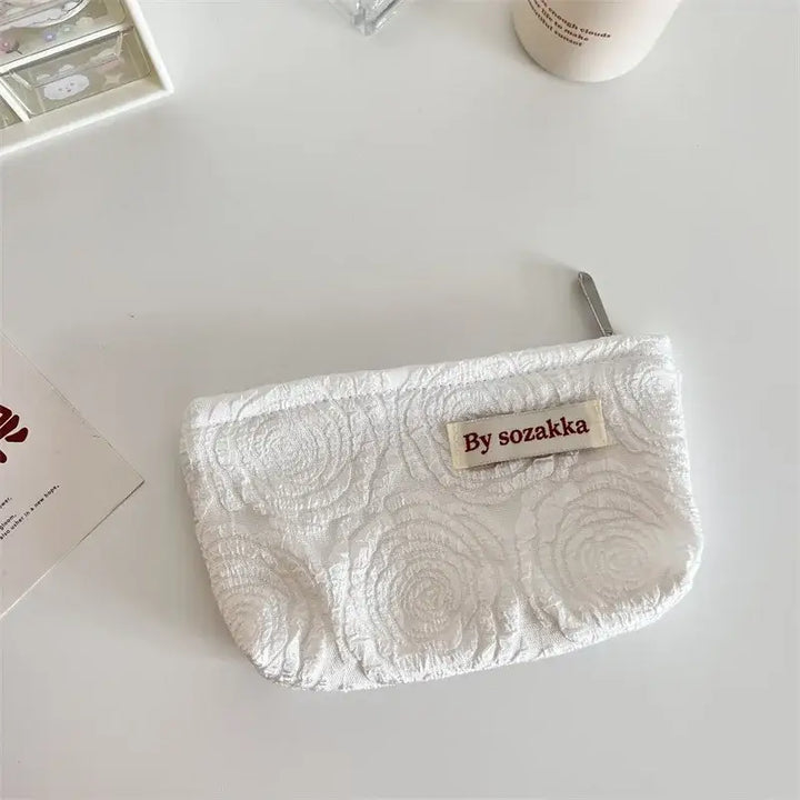 Trousse de Maquillage en Toile - Motif Floral Compacte & Pratique pour Voyage - 18