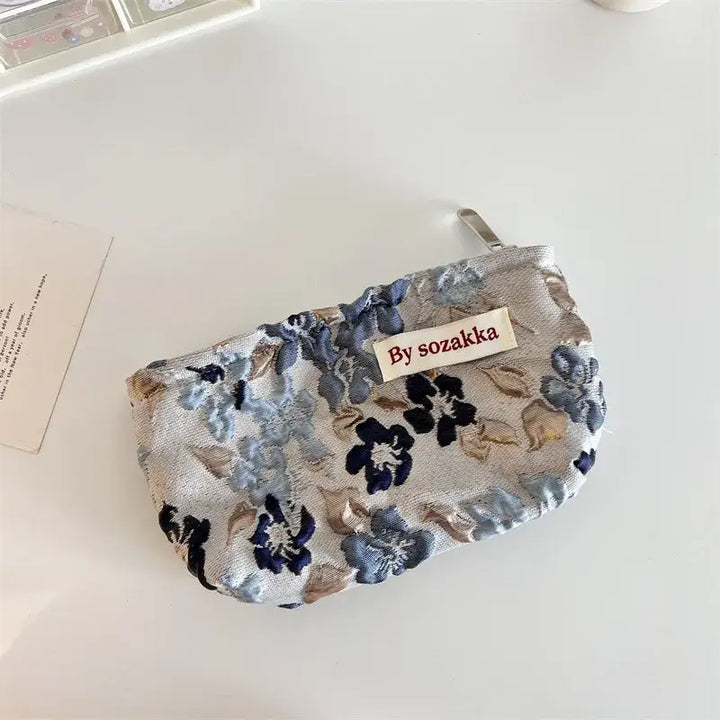Trousse de Maquillage en Toile - Motif Floral Compacte & Pratique pour Voyage - 11