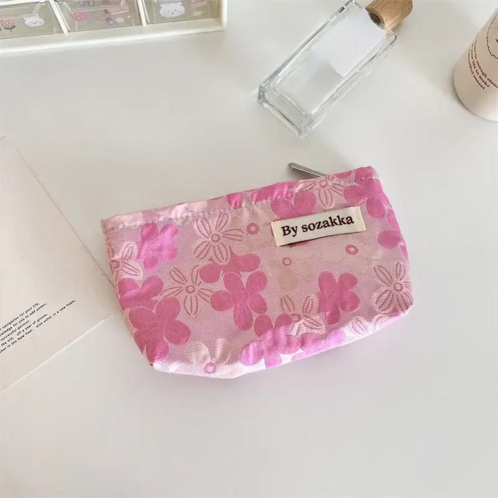 Trousse de Maquillage en Toile - Motif Floral Compacte & Pratique pour Voyage - 5