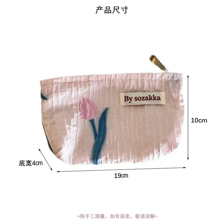 Trousse de Maquillage en Toile - Motif Floral Compacte & Pratique pour Voyage
