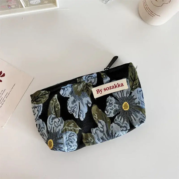 Trousse de Maquillage en Toile - Motif Floral Compacte & Pratique pour Voyage - 22