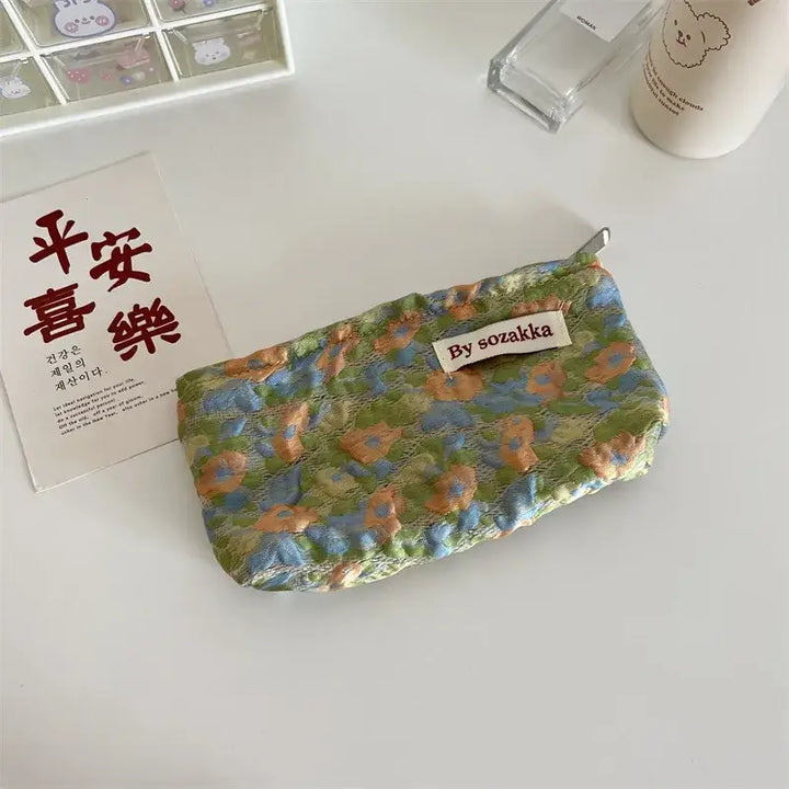 Trousse de Maquillage en Toile - Motif Floral Compacte & Pratique pour Voyage - 1