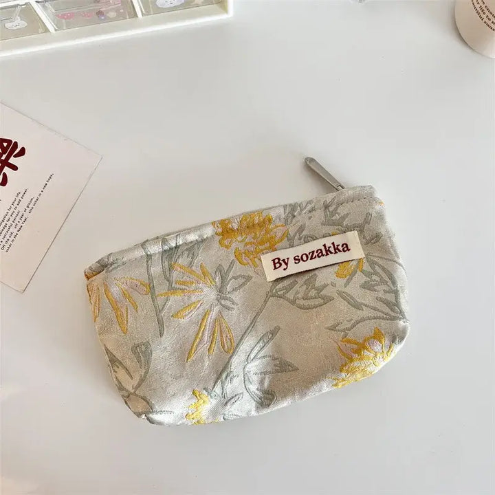 Trousse de Maquillage en Toile - Motif Floral Compacte & Pratique pour Voyage - 2