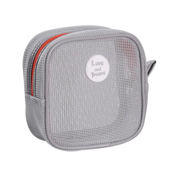 Trousse de Maquillage Étanche - Portable avec Fermeture Éclair - Gris