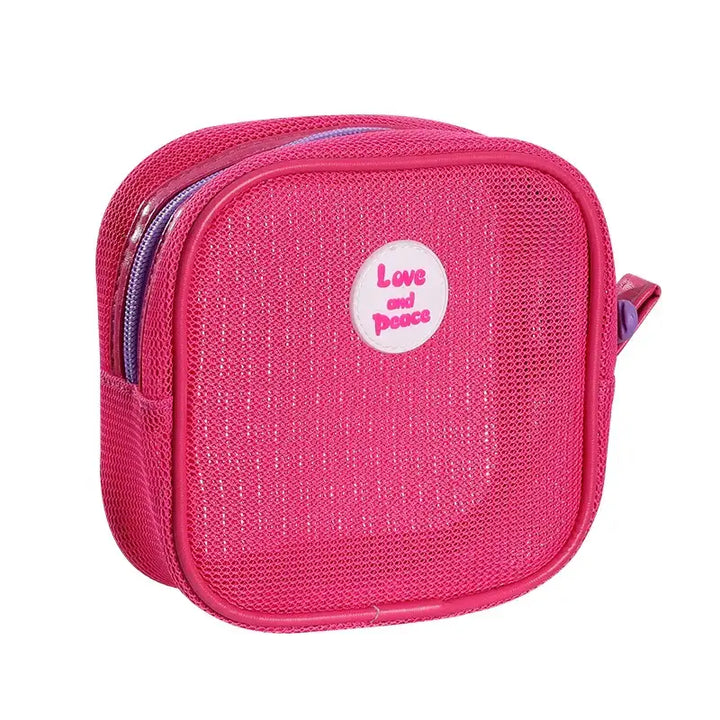 Trousse de Maquillage Étanche - Portable avec Fermeture Éclair - Rose Rouge