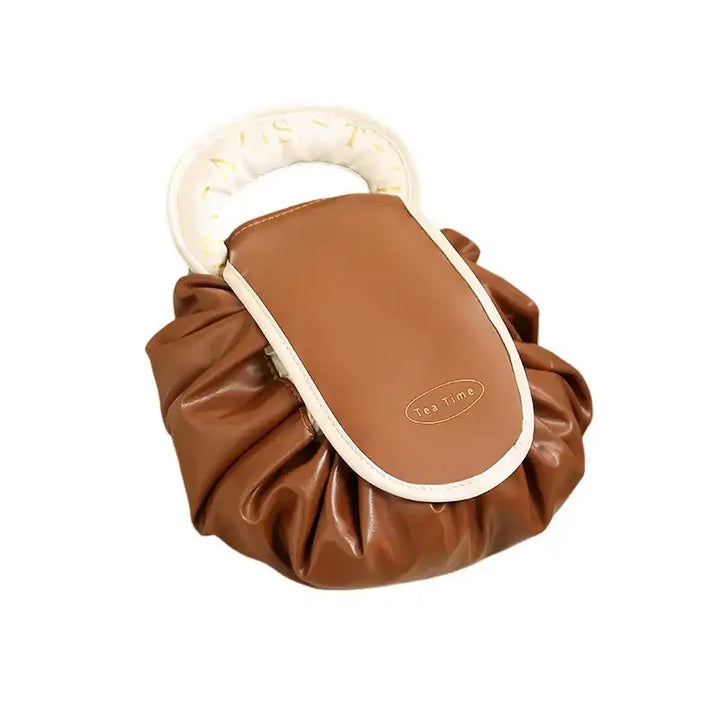 Trousse de Maquillage Étanche - Sac de Voyage Portable Compact - Brun