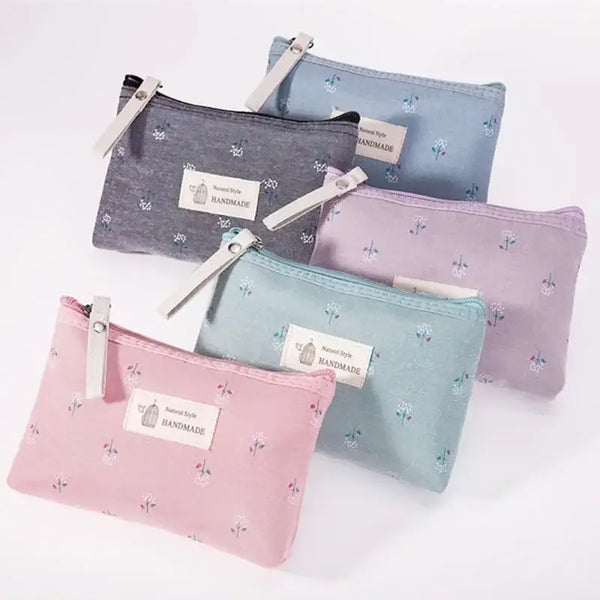 Trousse de Maquillage Fleurie - Pochette Voyage Compacte à Fermeture Éclair