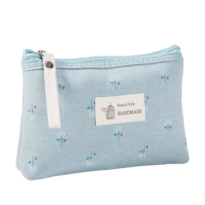 Trousse de Maquillage Fleurie - Pochette Voyage Compacte à Fermeture Éclair - Vert