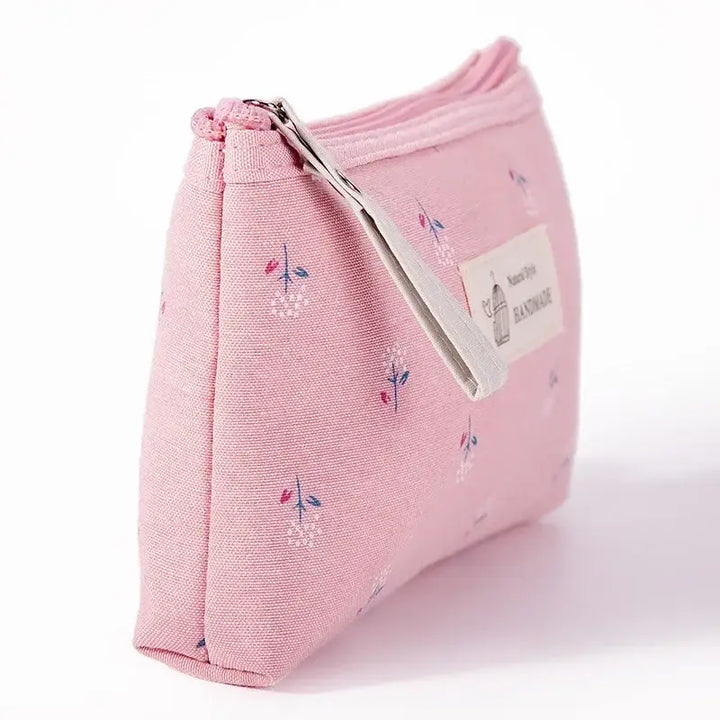 Trousse de Maquillage Fleurie - Pochette Voyage Compacte à Fermeture Éclair