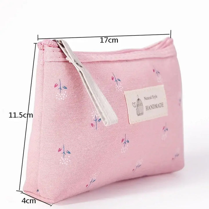 Trousse de Maquillage Fleurie - Pochette Voyage Compacte à Fermeture Éclair