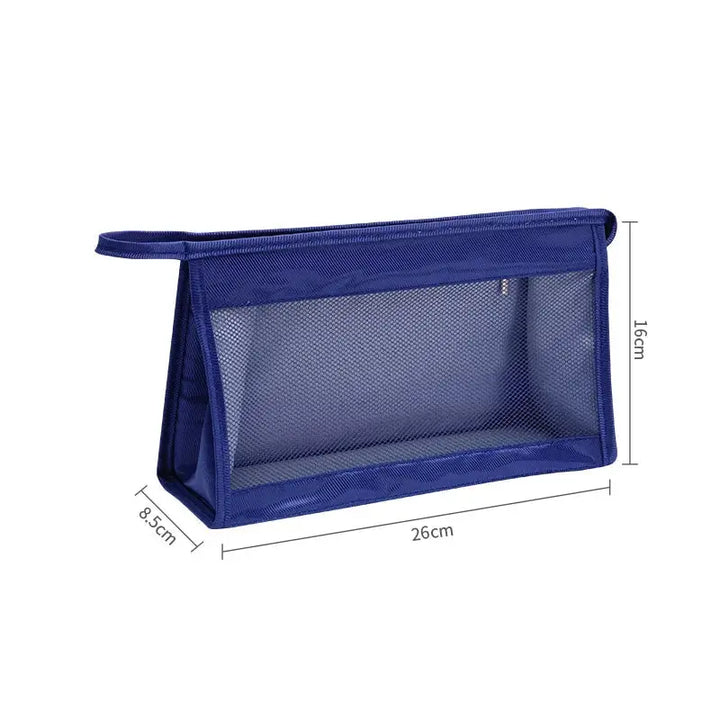 Trousse de Maquillage Grande Capacité - Maille Légère Séchage Rapide - Bleu Profond