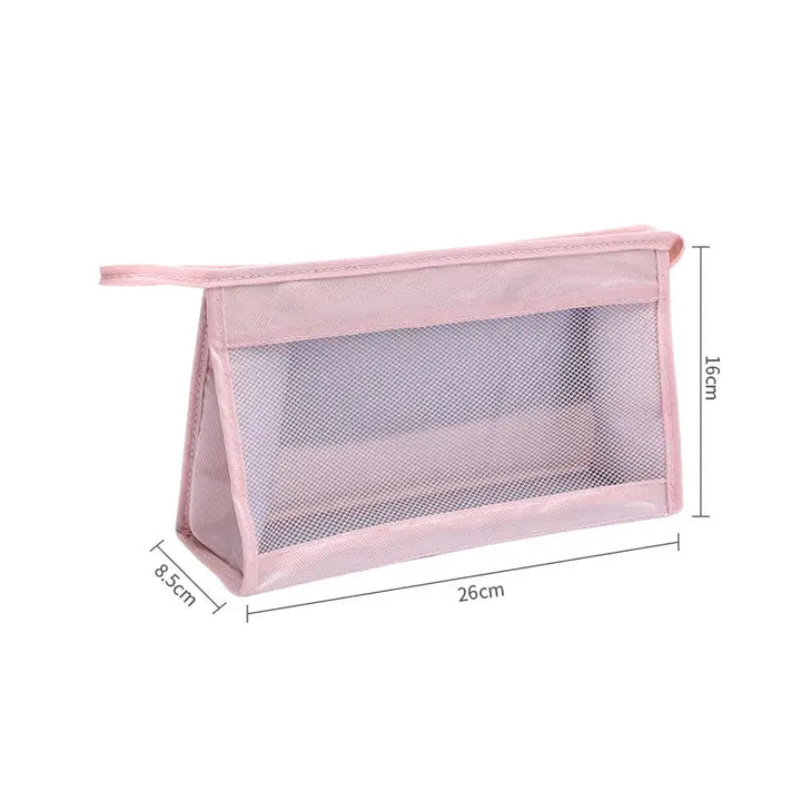 Trousse de Maquillage Grande Capacité - Maille Légère Séchage Rapide - Rose