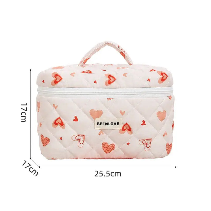 Trousse de Maquillage Matelassée - Format Pratique Trousse de Maquillage Grande Capacité - Motif Fleuri Trousse