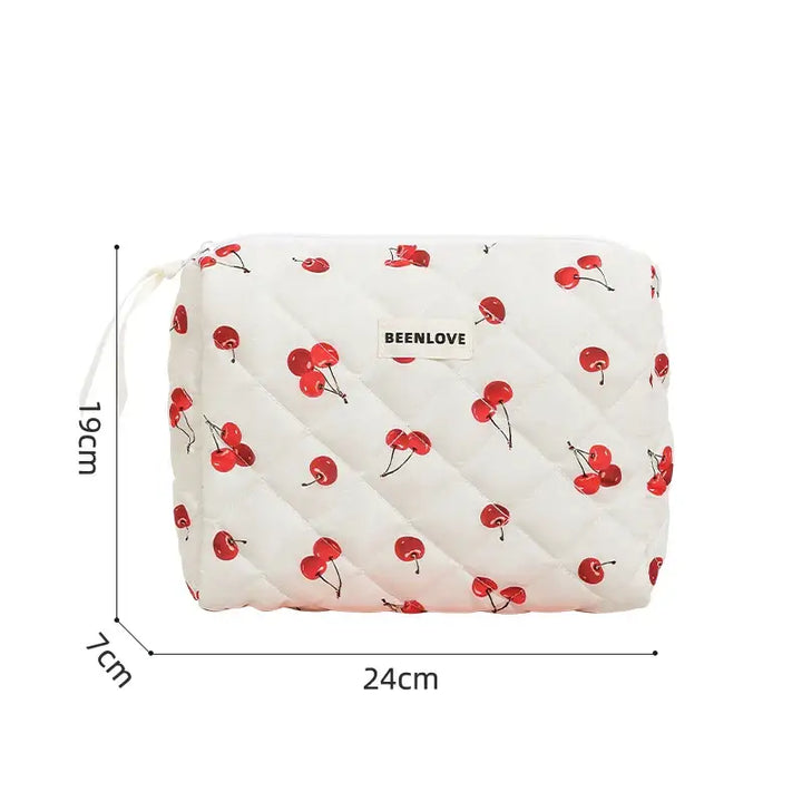 Trousse de Maquillage Matelassée - Format Pratique Trousse de Maquillage Grande Capacité - Motif Fleuri Trousse