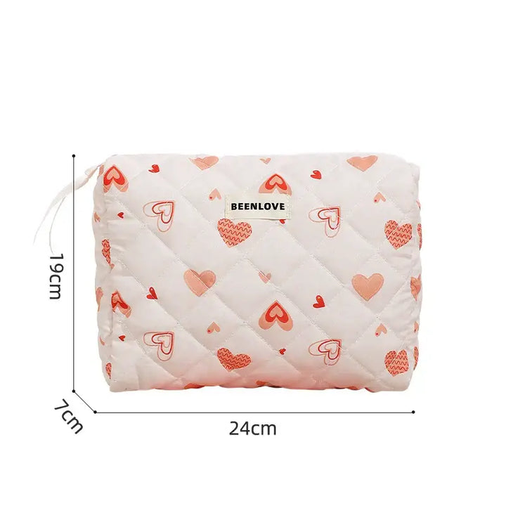 Trousse de Maquillage Matelassée - Format Pratique Trousse de Maquillage Grande Capacité - Motif Fleuri Trousse