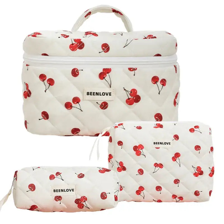 Trousse de Maquillage Matelassée - Format Pratique Trousse de Maquillage Grande Capacité - Motif Fleuri Trousse
