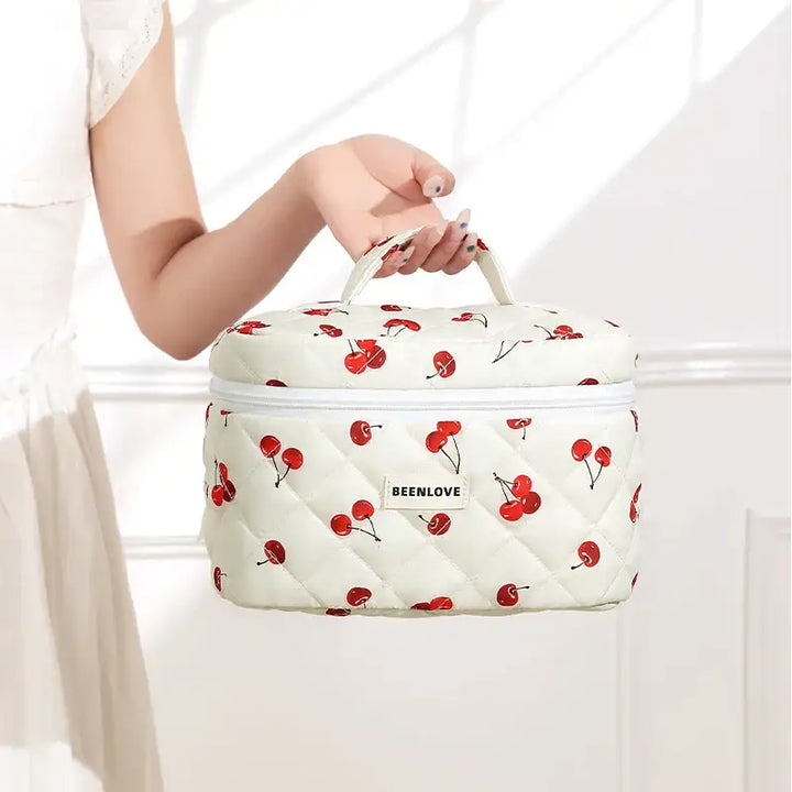 Trousse de Maquillage Matelassée - Format Pratique Trousse de Maquillage Grande Capacité - Motif Fleuri Trousse
