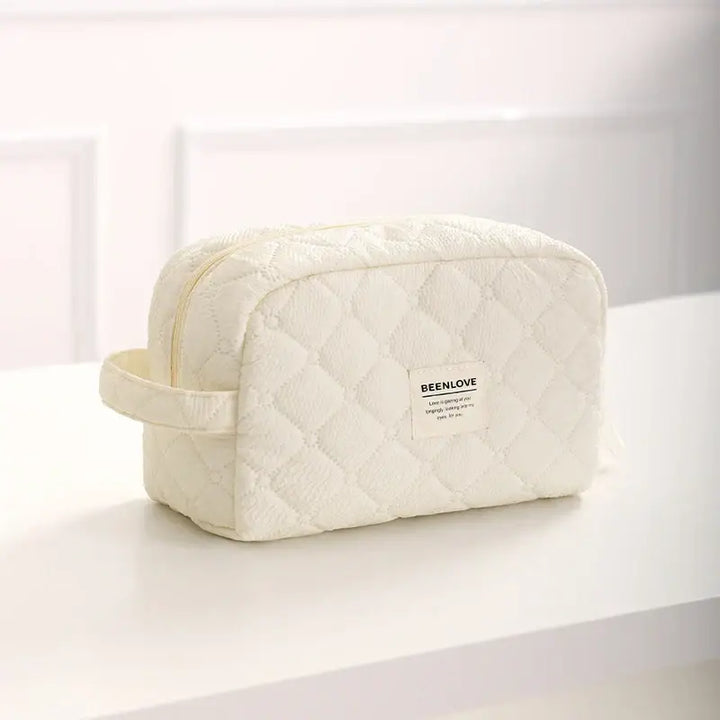 Trousse de Maquillage Matelassée - Format Voyage et Rangement Organisé - Beige 2