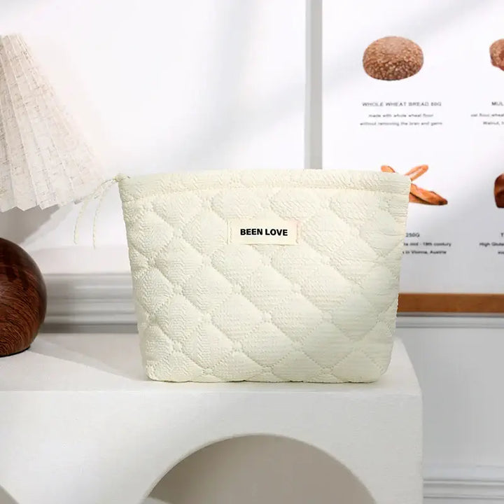 Trousse de Maquillage Matelassée - Format Voyage et Rangement Organisé - Beige 4