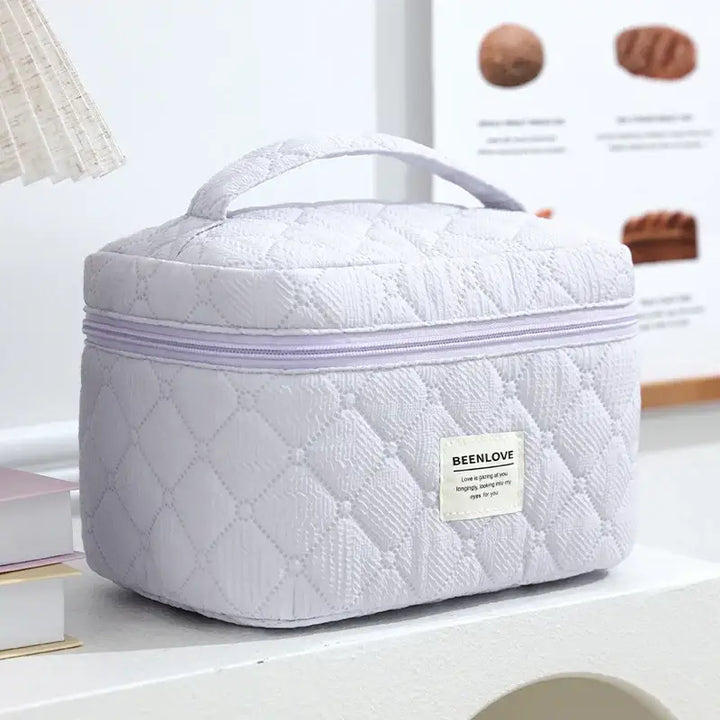 Trousse de Maquillage Matelassée - Format Voyage et Rangement Organisé - Mauve 3