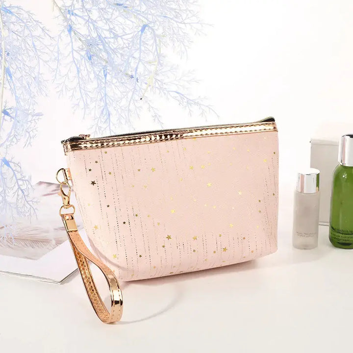 Trousse de Maquillage Portable - Motif Étoiles et Compacte pour Voyage - Pamplemousse
