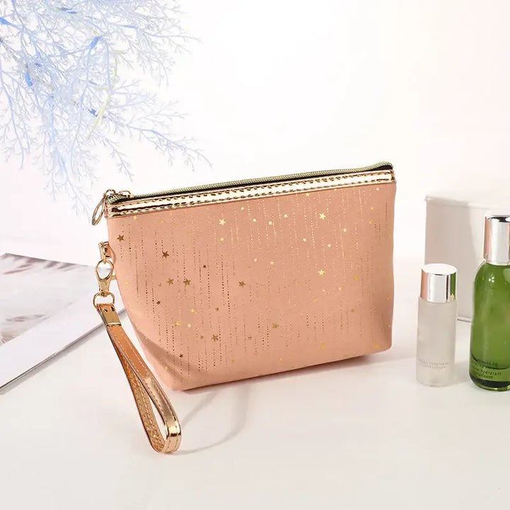 Trousse de Maquillage Portable - Motif Étoiles et Compacte pour Voyage - Orange
