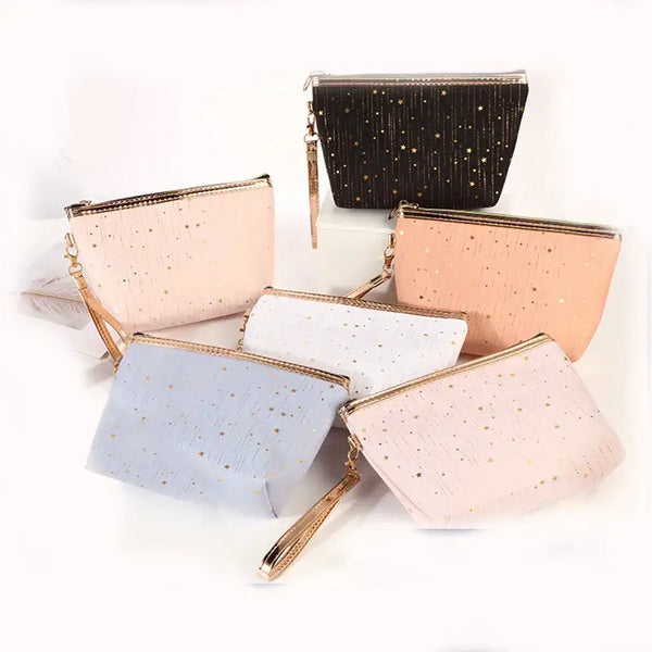 Trousse de Maquillage Portable - Motif Étoiles et Compacte pour Voyage