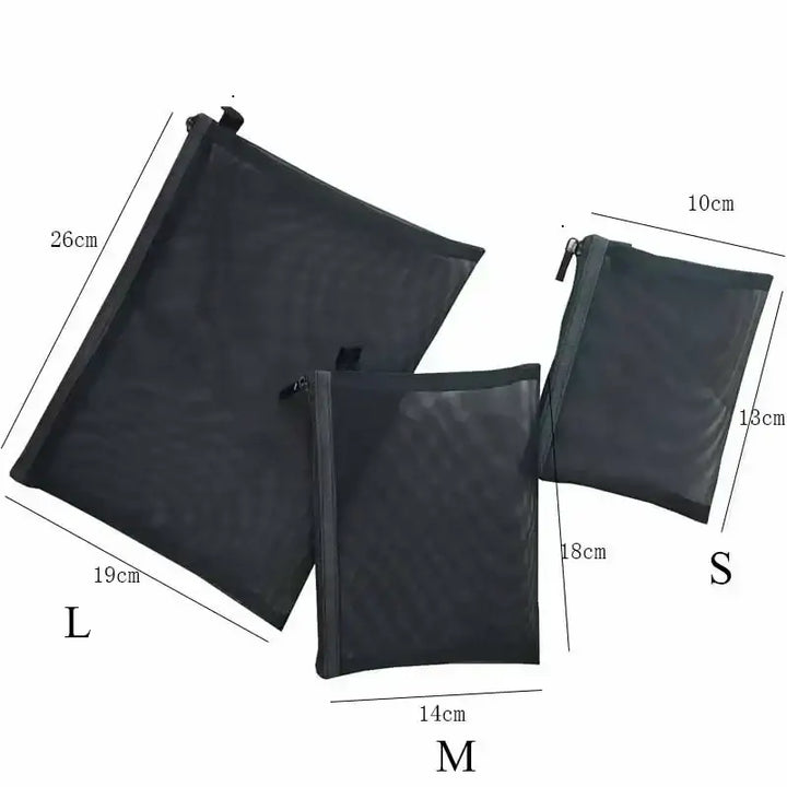 Trousse de Maquillage Transparente en Maille Noire - Fermeture Éclair Voyage - 4 / S
