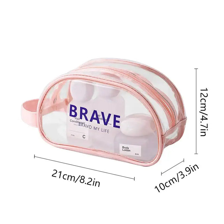 Trousse de Maquillage Transparente Étanche - Grande Capacité et Portable - S-Rose