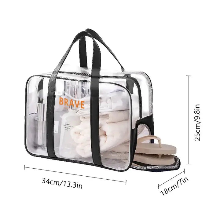 Trousse de Maquillage Transparente Étanche - Grande Capacité et Portable - L-Black