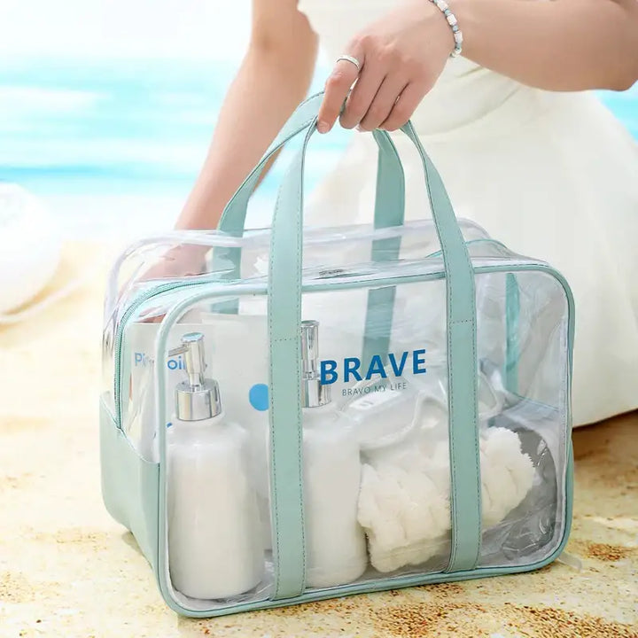 Trousse de Maquillage Transparente Étanche - Grande Capacité et Portable