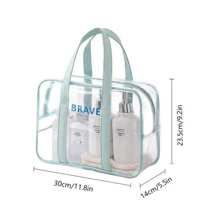 Trousse de Maquillage Transparente Étanche - Grande Capacité et Portable - M-Vert