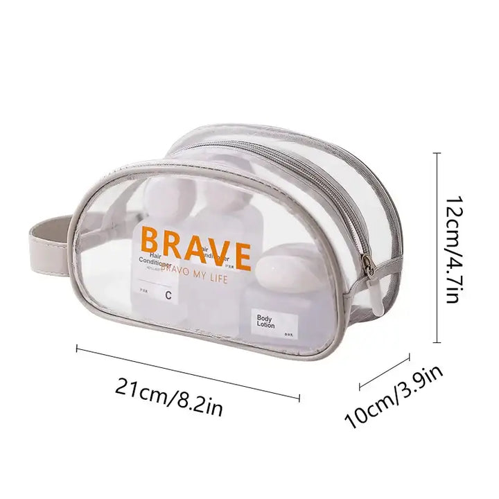Trousse de Maquillage Transparente Étanche - Grande Capacité et Portable - S-Gris