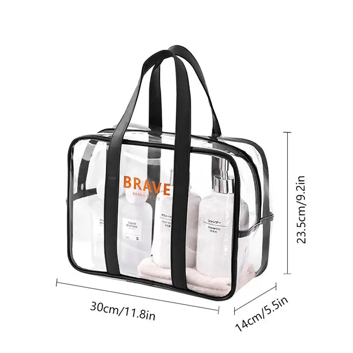 Trousse de Maquillage Transparente Étanche - Grande Capacité et Portable - M-Black